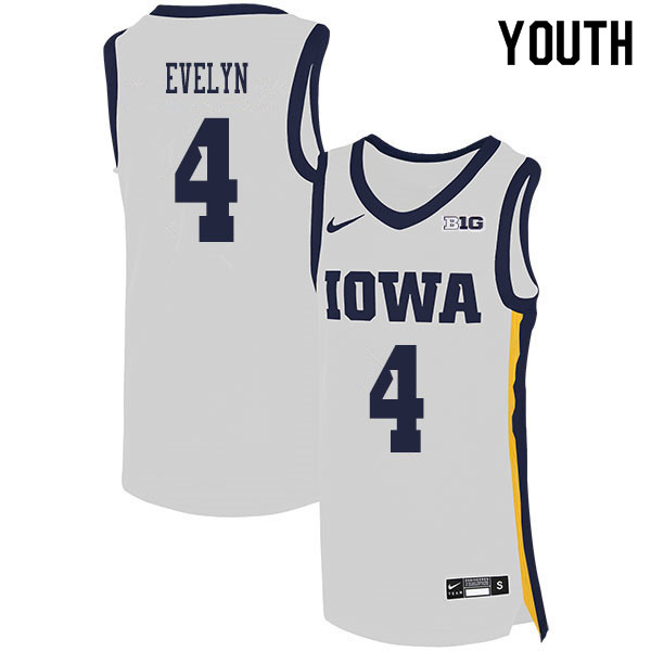 2020 Youth #4 Bakari Evelyn Iowa Hawkeyes College Basketball Jerseys Sale-White